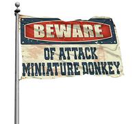 Drapeau miniature en forme d'âne Beware Of Attack pour décoration de jardin (30 x 45 cm)