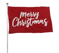 Drapeau minimaliste avec texte rouge « Merry Christmas » - 0,9 x 1,5 m - Pour jardin, cour, porche, pelouse, ferme