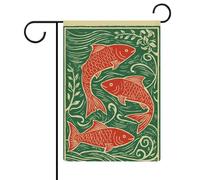 Drapeau minimaliste avec trois poissons rouges pour jardin, maison, cour, extérieur, vacances saisonnières, drapeau double face 30,5 x 45,7 cm