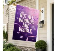 Drapeau minimaliste de maison avec citation de sensibilisation à la santé | Conscience de la santé mentale, drapeau de cour, soutien des maladies chroniques, fond dégradé violet