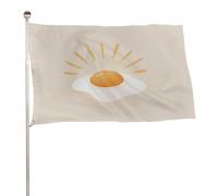 Drapeau minimaliste du milieu du siècle avec œuf ensoleillé côté haut, 9,5 x 1,5 m, bannière de décoration pour cour, porche, pelouse, ferme