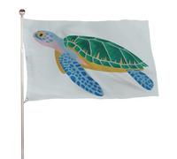 Drapeau minimaliste tortue de mer vert bleu 0,9 x 1,5 m pour jardin, bannière décorative pour cour, porche, pelouse, ferme