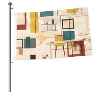 Drapeau moderne du milieu du siècle 61 x 91 cm avec impression double face pour l'extérieur, les vacances, bannière cadeau avec œillets, toile de fond pour photo pour décoration intérieure et