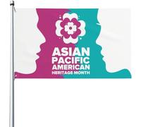 Drapeau Mois Du Patrimoine Des Américains D'Origine Asiatique Et Des Îles Du Pacifique Grand Drapeau 2 Œillets Métalliques Renforcé Avec Bannière À Œillets, Pour Jardin, Les Défilés, 90x150cm