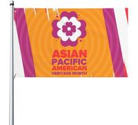 Drapeau Mois Du Patrimoine Des Américains D'Origine Asiatique Et Des Îles Du Pacifique Grand Drapeau 2 Œillets Métalliques Couleurs Vives Bannière, Pour D'Intérieur, Les Défilés, 90x150cm