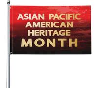 Drapeau Mois Du Patrimoine Des Américains D'Origine Asiatique Et Des Îles Du Pacifique Grand Drapeau 2 Œillets Métalliques Renforcé Avec Bannière À Œillets, Pour Balcon, Les Défilés, 90x150cm