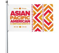 Drapeau Mois Du Patrimoine Des Américains D'Origine Asiatique Et Des Îles Du Pacifique Grand Drapeau Renforcé Avec Bannière, Pour Balcon, Les Bureaux, Les Défilés, 90x150cm