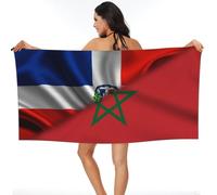 Drapeau Moitié République du Danemark, Moitié Maroc Serviette De Plage, Portable Drap De Plage Douces Serviette De Voyage pour Voyages Natation Spa 80X130Cm