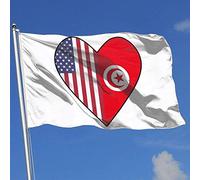 Drapeau moitié Tunisie moitié USA 3x5 pieds, panneau de jardin, bannière décorative