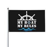 Drapeau « Mon bateau, mes règles » - Bannière de jardin en tapisserie humoristique 3 x 5 cm