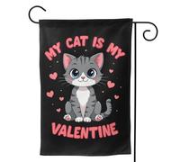 Drapeau « Mon chat est mon Valentin », Drapeau de jardin fantaisie « Mon chat est mon Valentin », 30 x 45 cm, double face, pour fêtes et fêtes