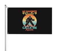 Drapeau Mon gardien de but préféré m'appelle maman Drapeaux 90X150cm | Personnalisée Suspendus Fanion Personnalisé Drapeau Pirate pour Jardin Fête Bar (hockey sur glace)