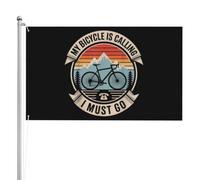 Drapeau « Mon vélo m'appelle, je dois y aller » 90 x 150 cm, impression recto verso, grande bannière extérieur