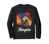 Drapeau Mongolie - Cheval Sauvage - Soyombo Manche Longue