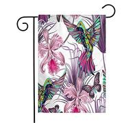 Drapeau Motif D'Été Populaire Plage Succulentes Colibris Volants Orchidées Animaux Feuilles Faune Couleurs Vives Bannière, Pour D'Intérieur, Les Bureaux, 30x45cm