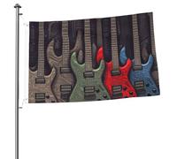 Drapeau motif guitare 6 x 91 cm imprimé double face drapeau de jardin drapeau de cour pour l'extérieur drapeaux de vacances, bannière cadeau avec œillets toile de fond photo pour décoration intérieure