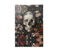 Drapeau motif tête de mort floral aux couleurs vives 61 x 91 cm pour l'extérieur Drapeaux bannières avec œillets Polyester de qualité supérieure