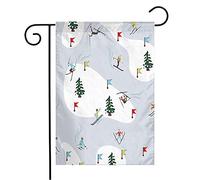 Drapeau Motifs De Ski D'Hiver, Skieur, Loisirs, Plaisir Du Ski, Image De Marque, Vacances, Voyage En Montagne Drapeau Militaire Lavable Bannière, Pour Les Défilés, Les Bureaux, Jardin, 30x45cm