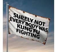 Drapeau mural amusant avec panneau rouillé : « Surely Not Everybody Was Kung Fu » - Décoration de chambre indépendante - Accessoires pour joueurs (60 x 90 cm)