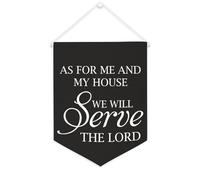 Drapeau mural en toile avec citation inspirante « As for Me And My House We Will Serve The Lord » - Bannière murale à suspendre - 30,5 x 40,6 cm - Cadeau de pendaison de crémaillère