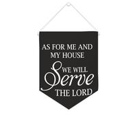 Drapeau mural en toile avec citation inspirante « As for Me And My House We Will Serve The Lord » - Bannière murale à suspendre - 25,4 x 30,5 cm - Cadeau de pendaison de crémaillère