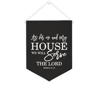 Drapeau mural en toile avec citation inspirante « As for Me And My House We Will Serve The Lord JOSHUA » - Décoration murale - 30,5 x 40,6 cm - Cadeau de pendaison de crémaillère
