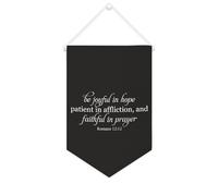 Drapeau mural en toile avec citation inspirante « Be Joyful in Hope », « Patient in Affliction and Faithful in Prayer » - Décoration murale - 25,4 x 38,1 cm - Cadeau de pendaison de crémaillère