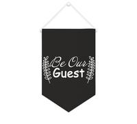 Drapeau mural en toile avec citation inspirante « Be Our Guest » - Bannière à suspendre pour la maison et le bureau - 25,4 x 38,1 cm - Cadeau de pendaison de crémaillère