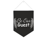 Drapeau mural en toile avec citation inspirante « Be Our Guest » - Bannière à suspendre pour la maison et le bureau - 25,4 x 30,5 cm - Cadeau de pendaison de crémaillère
