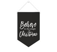 Drapeau mural en toile avec citation inspirante « Believe in the Magic of Christmas » - Décoration murale - 25,4 x 38,1 cm - Cadeau de pendaison de crémaillère