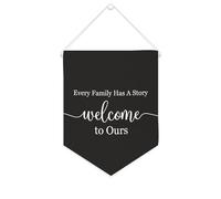 Drapeau mural en toile avec citation inspirante « Every Family Has A Story Welcome to Ours » Décoration murale 25,4 x 30,5 cm Bannière en toile Cadeau de pendaison de crémaillère