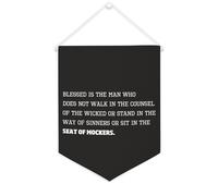 Drapeau mural en toile avec citation inspirante - Fanion Blessed Is The Man Who Does Not Walk in The Counsel of The Wicked - Décoration murale - 30,5 x 40,6 cm - Cadeau de pendaison de crémaillère