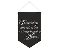 Drapeau mural en toile avec citation inspirante - Fanions « Friendship Often Ends in Love, But Love in Friendship Never » - Décoration murale - 25,4 x 38,1 cm - Cadeau de pendaison de crémaillère