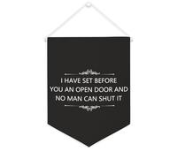 Drapeau mural en toile avec citation inspirante I HAVE SET BEFORE YOU AN OPEN DOOR AND NO MAN CAN SHUT IT Bannière à suspendre Décoration de maison ou de bureau 30,5 x 40,6 cm Bannière en toile Cadeau