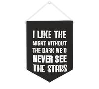 Drapeau mural en toile avec citation inspirante « I Like The Night Without The Dark We'd Never See The Stars » - Décoration murale - 30,5 x 40,6 cm - Cadeau de pendaison de crémaillère