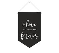Drapeau mural en toile avec citation inspirante « I Love You Always And Forever » - Bannière à suspendre pour la maison et le bureau - 25,4 x 38,1 cm - Cadeau de pendaison de crémaillère