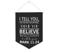 Drapeau mural en toile avec citation inspirante « I Tell You Can Pray for Anything » - Décoration murale - 30,5 x 40,6 cm - Cadeau de pendaison de crémaillère