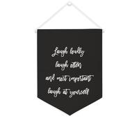 Drapeau mural en toile avec citation inspirante Laugh Loudly Laugh Often And Most Important Laugh at Yourself Décoration murale 30,5 x 40,6 cm Bannière en toile Cadeau de pendaison de crémaillère