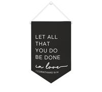 Drapeau mural en toile avec citation inspirante « Let All That You Do Be Done in Love » - Bannière à suspendre pour la maison ou le bureau - 25,4 x 38,1 cm - Cadeau de pendaison de crémaillère