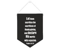 Drapeau mural en toile avec citation inspirante « Let Them Sacrifice The Sacrifices of Thanksgiving » - Bannière murale à suspendre - 25,4 x 30,5 cm - Cadeau de pendaison de crémaillère