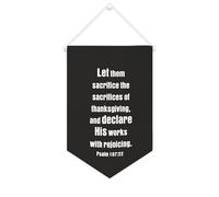 Drapeau mural en toile avec citation inspirante « Let Them Sacrifice The Sacrifices of Thanksgiving » - Bannière murale à suspendre - 25,4 x 38,1 cm - Cadeau de pendaison de crémaillère