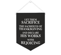 Drapeau mural en toile avec citation inspirante « Let Them Sacrifice The Sacrifices of Thanksgiving » Décoration murale 30,5 x 40,6 cm