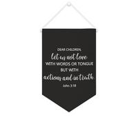Drapeau mural en toile avec citation inspirante « Let Us Not Love with Words » - Décoration murale - 25,4 x 38,1 cm - Cadeau de pendaison de crémaillère