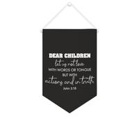 Drapeau mural en toile avec citation inspirante « Let Us Not Love with Words or Tongue » - Décoration murale pour la maison et le bureau - 25,4 x 38,1 cm - Cadeau de pendaison de crémaillère