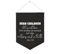 Drapeau mural en toile avec citation inspirante « Let Us Not Love with Words or Tongue » - Décoration murale pour la maison et le bureau - 30,5 x 40,6 cm - Cadeau de pendaison de crémaillère