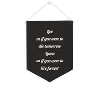 Drapeau mural en toile avec citation inspirante « Live As If You Were to Die Tomorrow Learn As If You Were to Live Forever » - Bannière murale à suspendre pour la maison ou le bureau - 30,5 x 40,6 cm