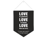 Drapeau mural en toile avec citation inspirante « Love Is Patient, Love Is Kind; Love Does Not Envy » - Décoration murale - 25,4 x 30,5 cm - Cadeau de pendaison de crémaillère