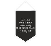 Drapeau mural en toile avec citation inspirante « Love Is Patient, Love Is Kind; Love Does Not Envy » - Décoration murale - 25,4 x 38,1 cm - Cadeau de pendaison de crémaillère