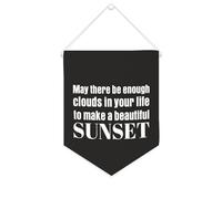 Drapeau mural en toile avec citation inspirante « May There Be Enough Clouds in Your Life to Make A Beautiful Sunset » - Décoration murale à suspendre - 25,4 x 30,5 cm - Cadeau de pendaison de