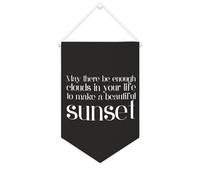 Drapeau mural en toile avec citation inspirante « May There Be Enough Clouds in Your Life to Make A Beautiful Sunset » - Décoration murale à suspendre - 25,4 x 38,1 cm - Cadeau de pendaison de